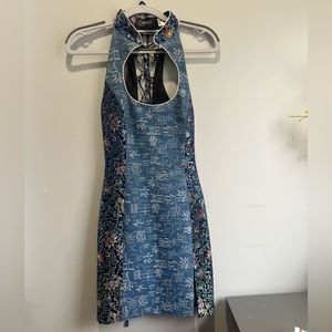 KIM SHUI DENIM MINI COMBO DRESS IN DENIM